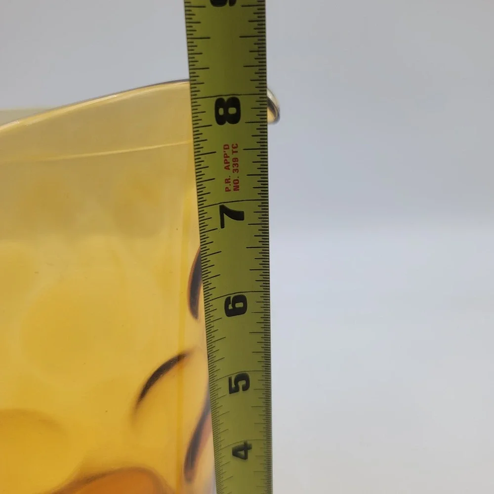 Vintage Amber Glass Thumbprint Pitcher Coin Dot Mid Century Modern 8 Inch